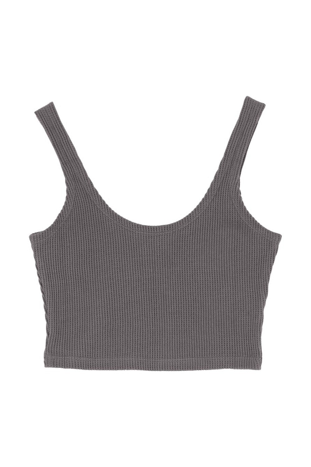 Waffle Crop Top - Gri - 4