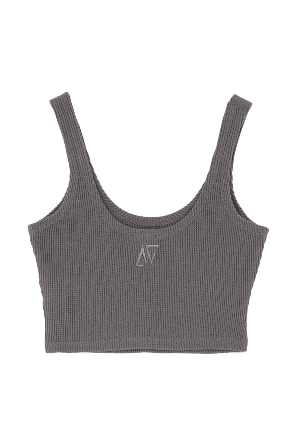 Waffle Crop Top - Gri - 5