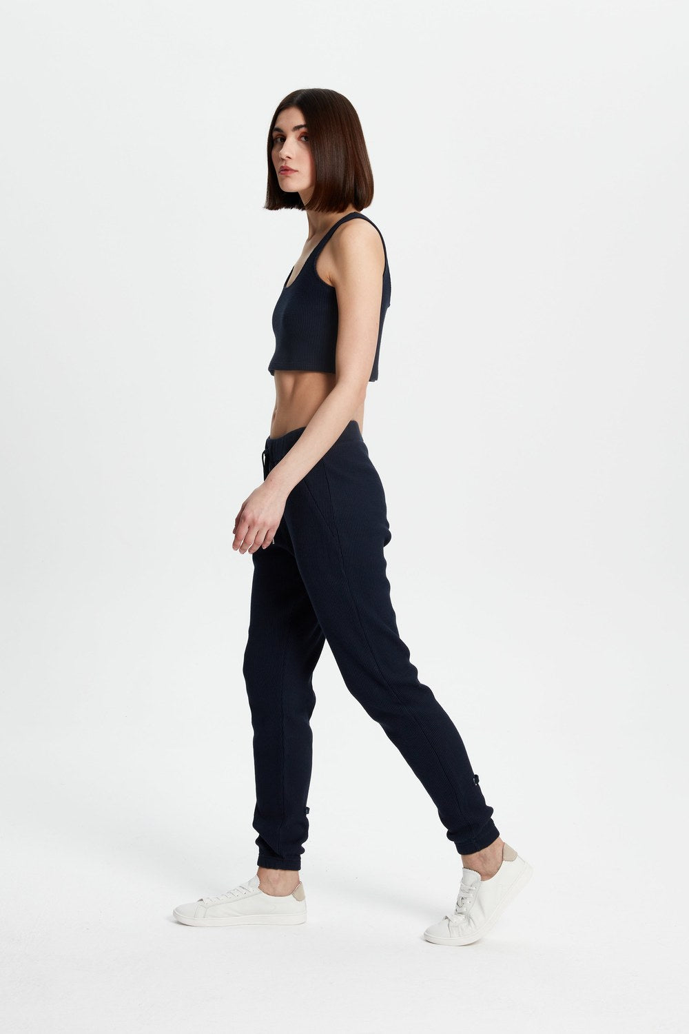 Waffle Crop Top - Koyu Lacivert - 2