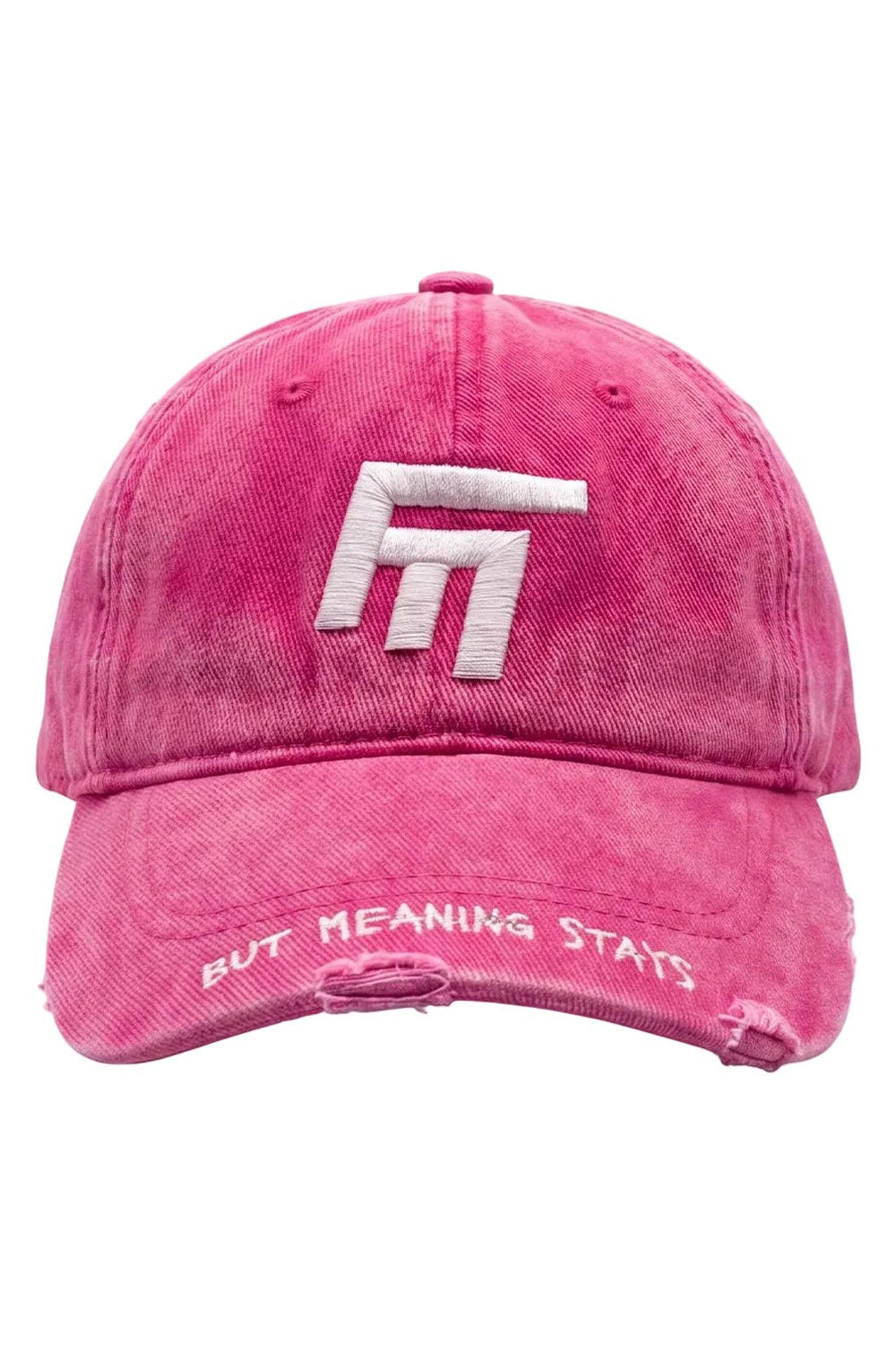 Unisex 3d Fm Icon Nakışlı Yıpratmalı Denim Cap - Fuşya - 0