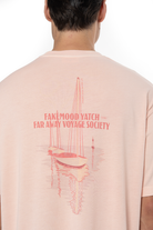 Erkek Oversize Yacht Society Baskılı Tişört - Pembe - 1