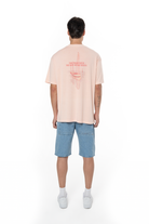 Erkek Oversize Yacht Society Baskılı Tişört - Pembe - 3