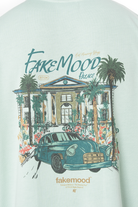 Erkek Oversize Fakemood Place Baskılı Tişört - Yeşil - 1