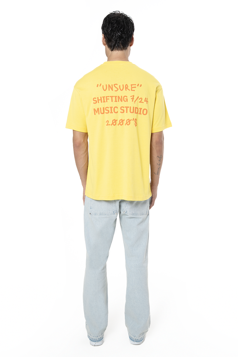 Erkek Oversize 2000's Puff Baskılı Tişört - Neon Sarı - 3