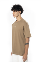 Erkek Oversize Basic Baskılı Tişört - Kahverengi - 3