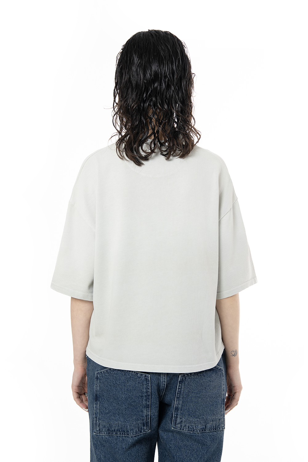Unisex Boxy Fit Yıkamalı Sprey Efektli Baskılı Tişört - Yeşil - 6