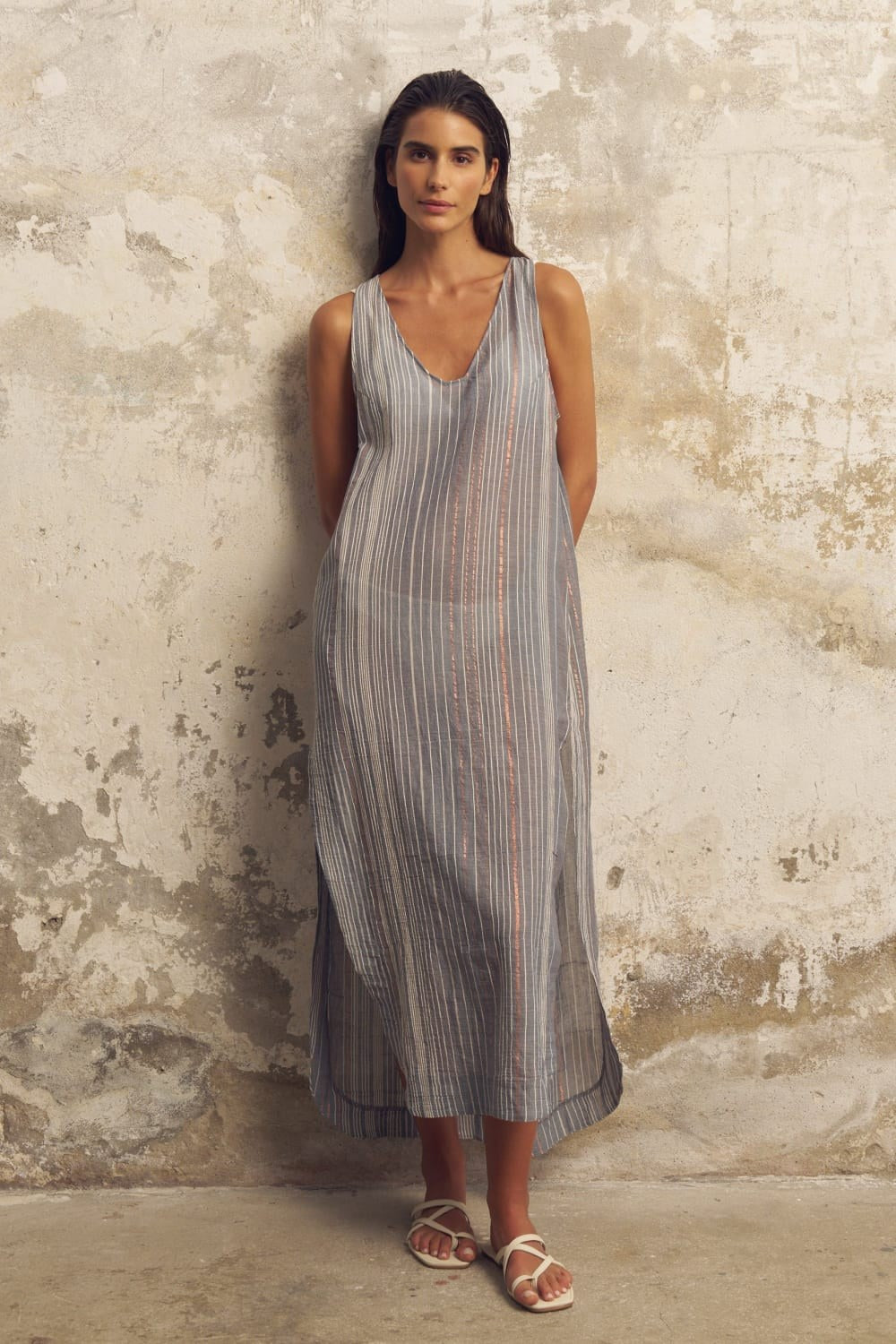 Day Break Dress Navy With Stripes - 4
