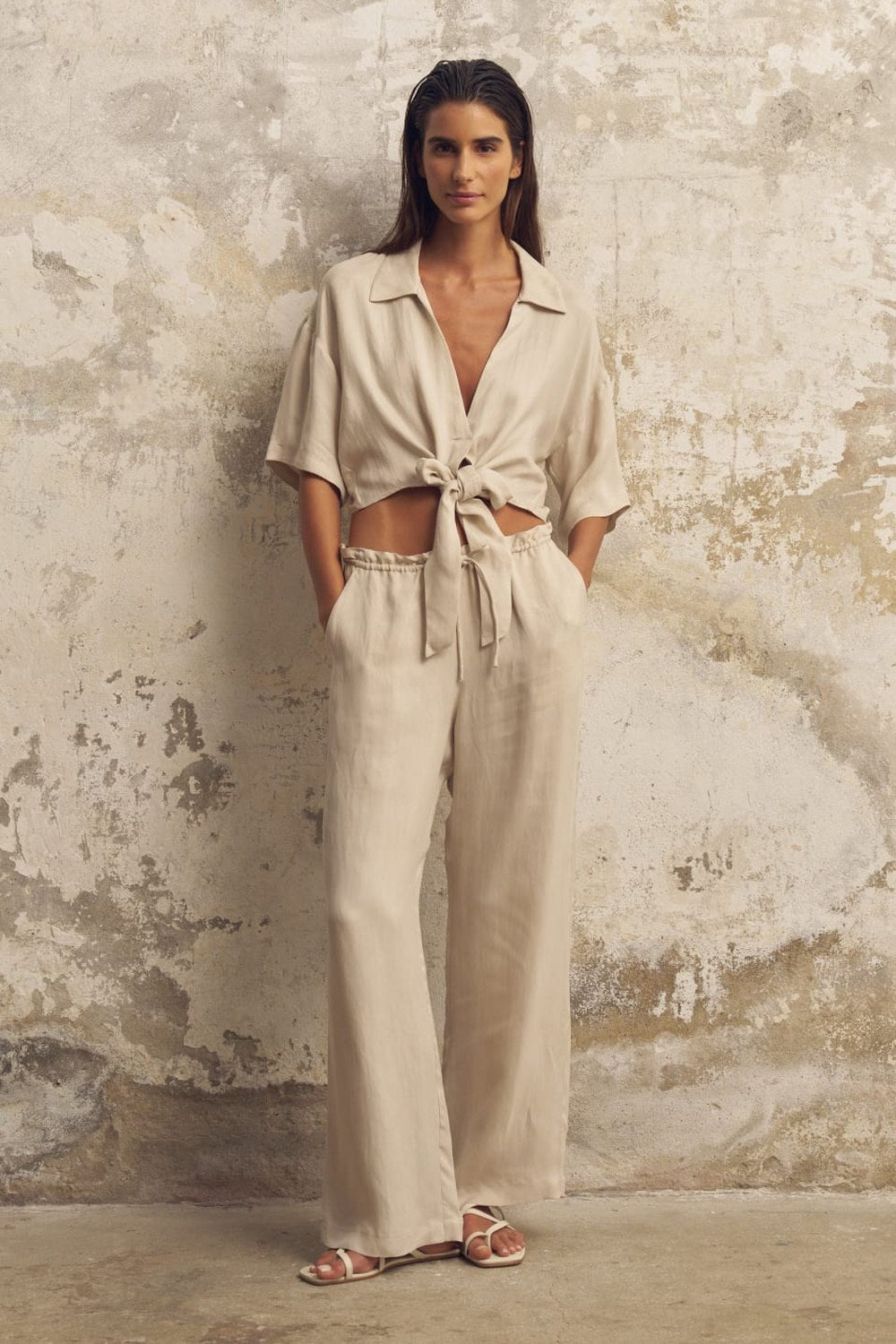 Lucid Flow Tie Pants Sand - 5