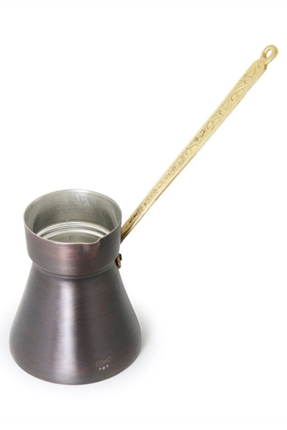 Antique Bakır Türk Kahve Cezvesi Döküm İşleme Kulp L - 1