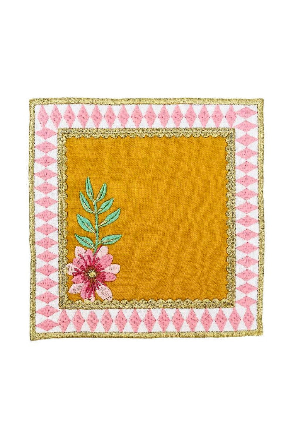 Dekoratif La Majorelle Desenli Hardal Kokteyl Peçete - 15 Cm X 15 Xm - 1
