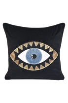 Dekoratif Göz Desenli Pullu Siyah Kadife Kırlent Kılıfı 45 X 45 - 0