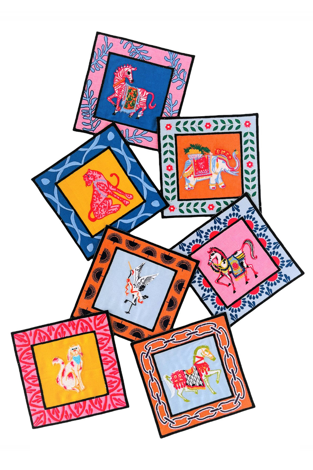 Dekoratif Leopar Desenli Hardal Keten Kokteyl Peçete 15 X 15 - 3