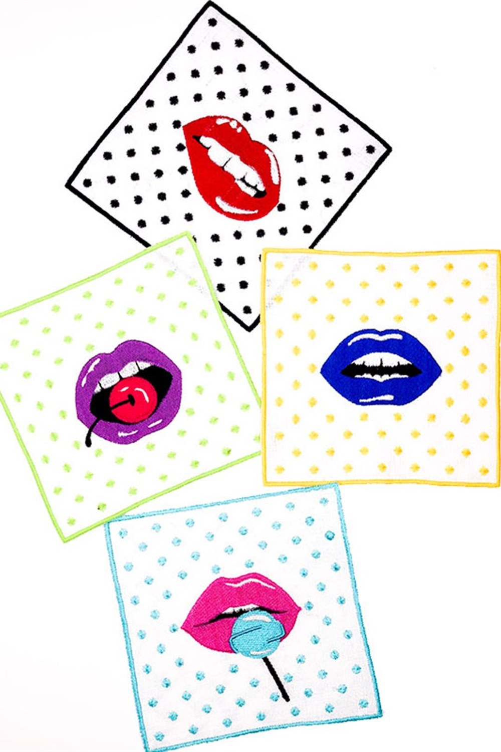 Pop Art Lips Dudak Desenli Vintage Kokteyl Peçeteler - 4 Adet - 0