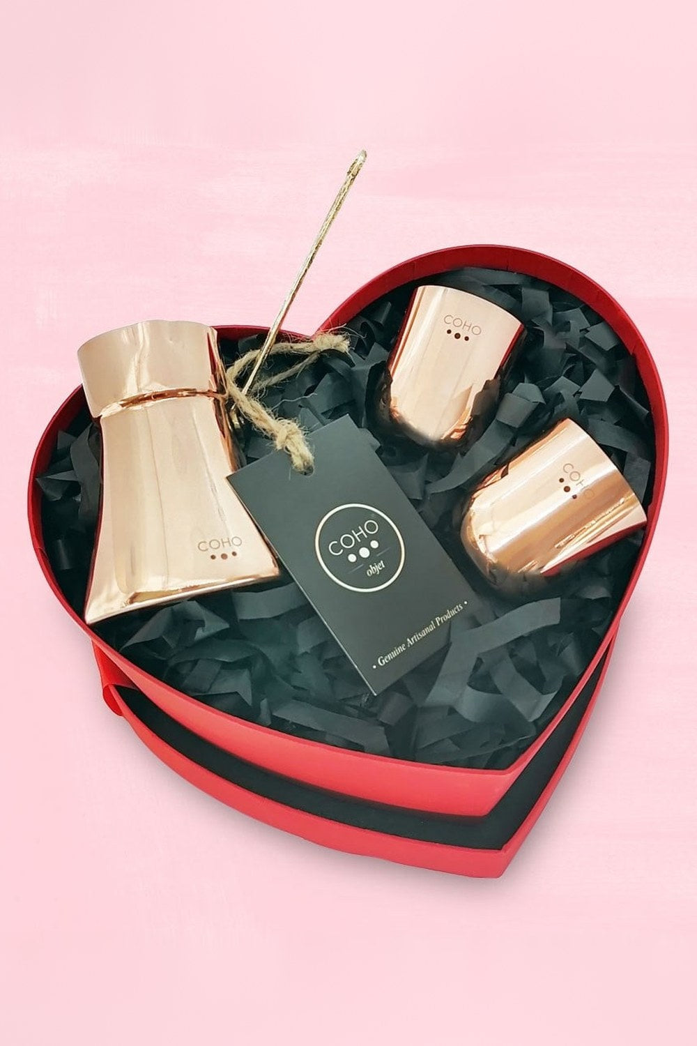 Coho Love Box Artisan Bakır Cezve & Bakır Bardak Hediye Seti - 0