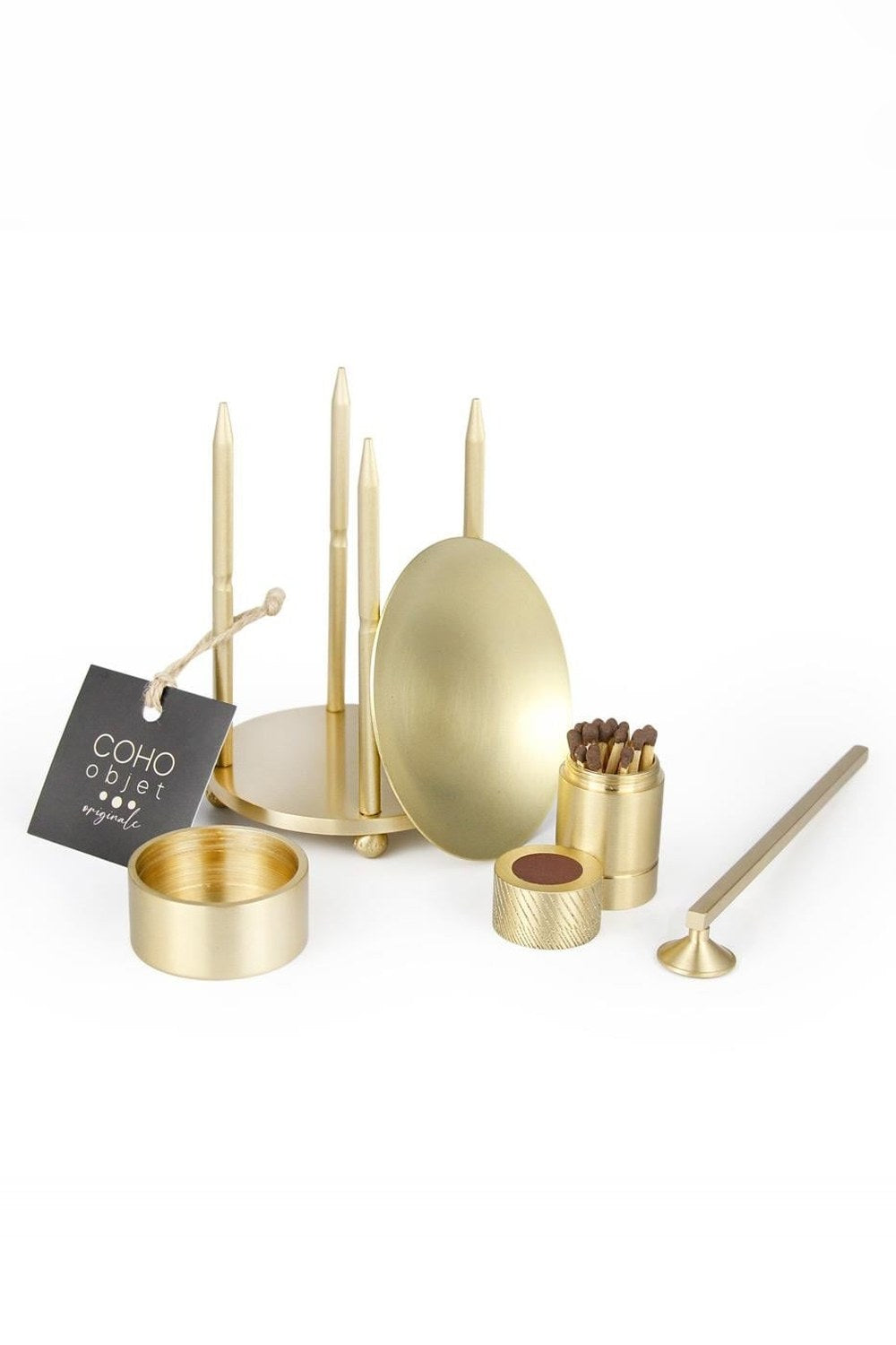 Coho Lux Pirinç Aromaterapi Buhurdanlık & Mumluk & Mum Söndürücü & Kibritlik Set - 2