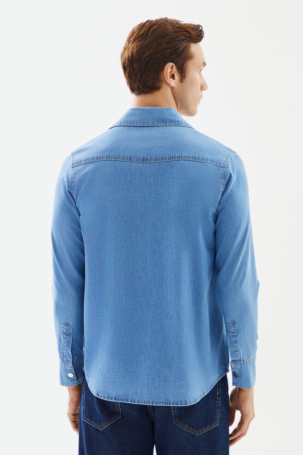 2be4A-Erkek Açık Mavi Cepli Denim Gömlek-6-roqelvaxirum.shop
