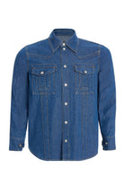 2be4A-Erkek Koyu Mavi Cepli şerit Detaylı Denim Gömlek-1-roqelvaxirum.shop