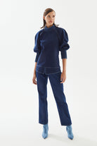 2be4A-Kadın Balon Kollu Denim Bluz-Bluz-1-roqelvaxirum.shop