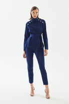 2be4A-Kadın Boğazlı Damalı Denim Bluz-Bluz-1-roqelvaxirum.shop