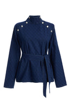 2be4A-Kadın Boğazlı Damalı Denim Bluz-Bluz-2-roqelvaxirum.shop