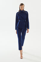 2be4A-Kadın Boğazlı Damalı Denim Bluz-Bluz-4-roqelvaxirum.shop