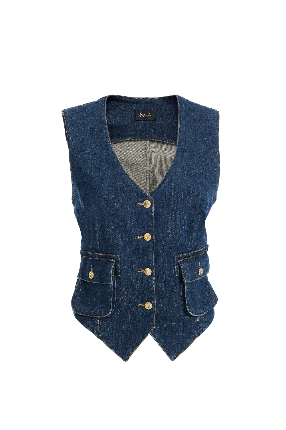 2be4A-Kadın Cep Detaylı Denim Yelek-Yelek-2-roqelvaxirum.shop