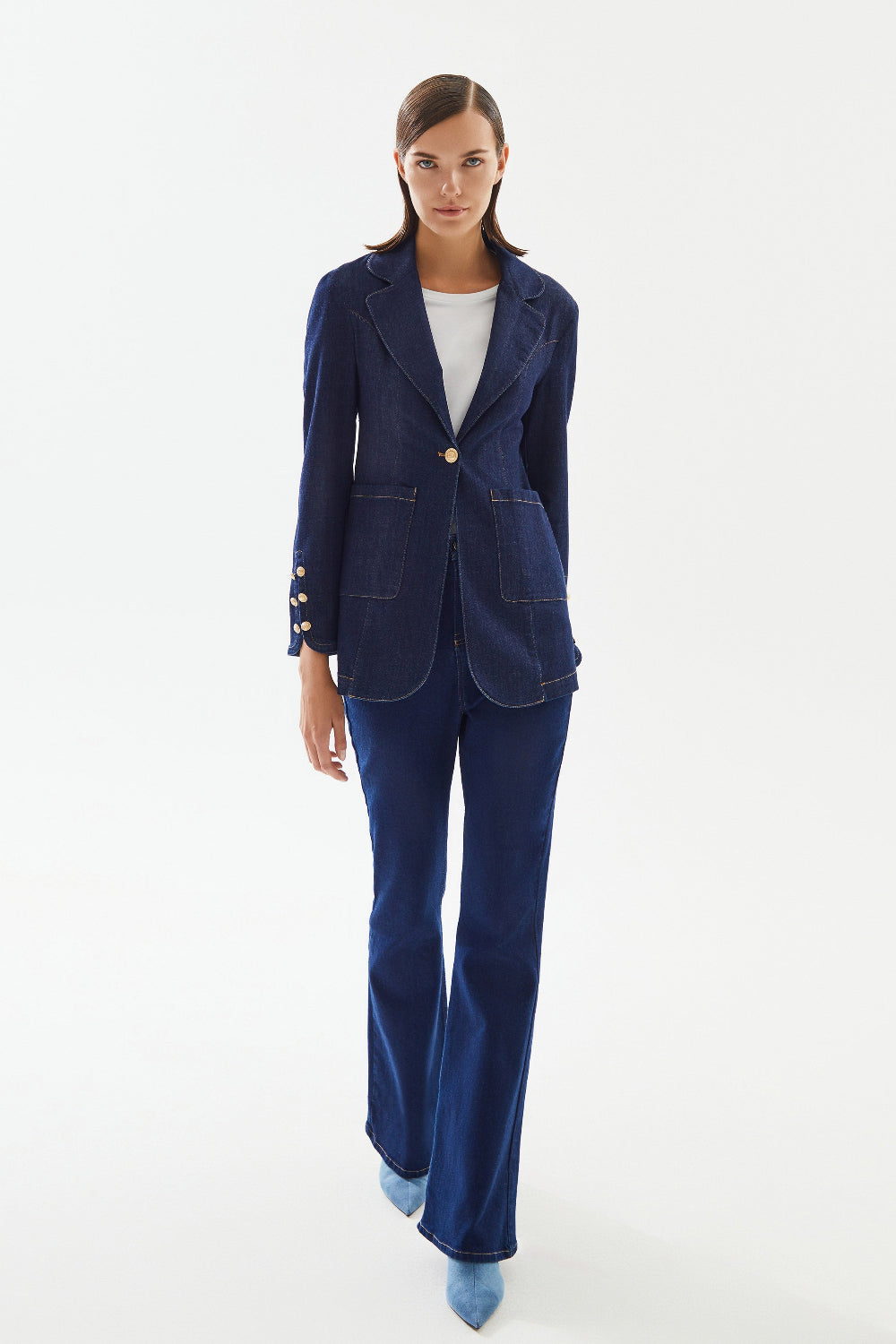 2be4A-Kadın Kol Yırtmaçlı Blazer Denim Ceket-Blazer Ceket-1-roqelvaxirum.shop