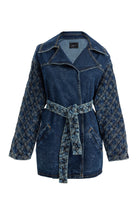 2be4A-Kadın Şerit Desenli Kemerli Denim Ceket-Ceket-2-roqelvaxirum.shop