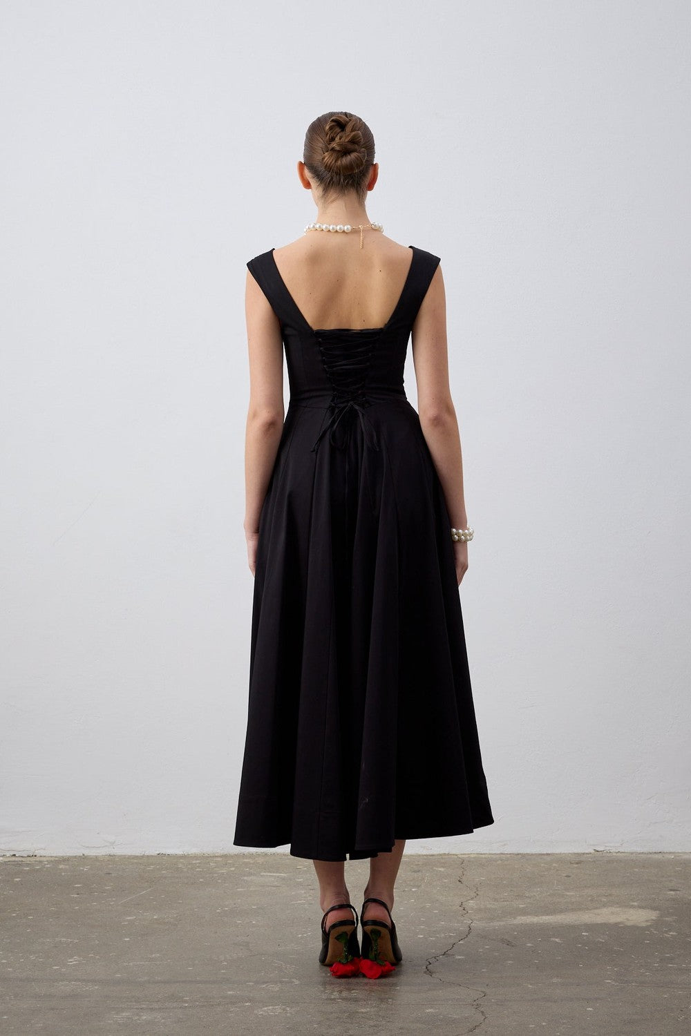 Laulei-Luna Siyah Midi Elbise-Elbise-8-roqelvaxirum.shop
