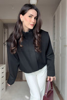 Misole-Selina Dik Yaka Bomber Ceket Siyah-Ceket-2-roqelvaxirum.shop