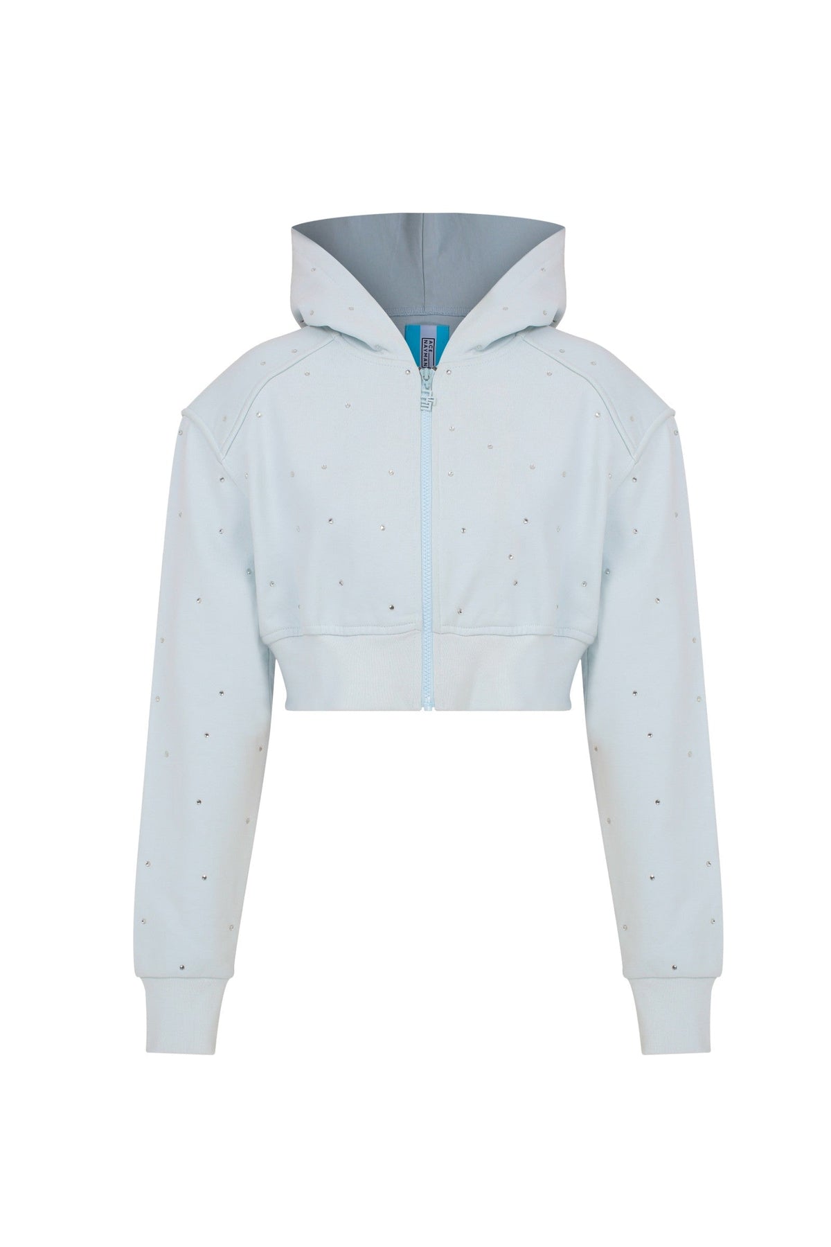 Ace Nayman-Athena Rhinestone Cropped Hoodie-Sweatshirts & Hoodies-2-roqelvaxirum.shop