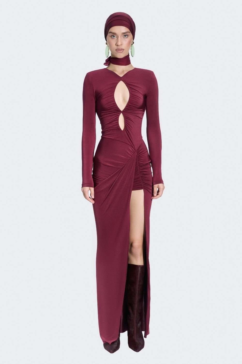 Alreves-Noche Burgundy Maxi Dress-Elbise-2-roqelvaxirum.shop
