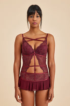 Amarelle-Roma Bordo Balenli Dantel Detaylı Babydoll-Babydoll-1-roqelvaxirum.shop