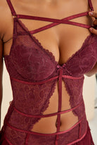 Amarelle-Roma Bordo Balenli Dantel Detaylı Babydoll-Babydoll-6-roqelvaxirum.shop
