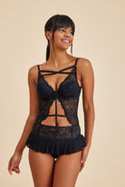 Amarelle-Roma Siyah Balenli Dantel Detaylı Babydoll-Babydoll-1-roqelvaxirum.shop