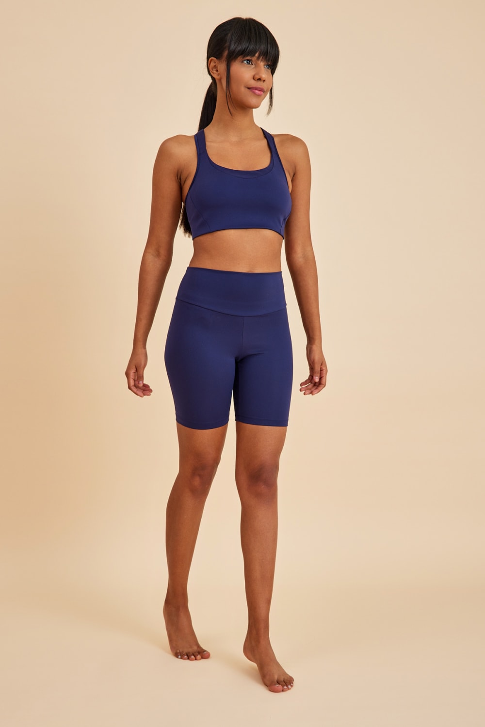 Amarelle-Sportive Lacivert Light Touch Kısa Toparlayıcı Spor Taytı-Activewear-4-roqelvaxirum.shop
