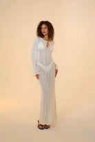 Mozto-Amaris Knitted White Maxi Beach Dress-Elbise-3-roqelvaxirum.shop