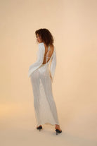 Mozto-Amaris Knitted White Maxi Beach Dress-Elbise-5-roqelvaxirum.shop