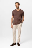 Antioch-Açık Kahve V Yaka Basic Erkek T Shirt-T-Shirts-4-roqelvaxirum.shop