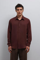 Antioch-Antioch Bordo Teknik Regular Fit Erkek Gömlek-Gömlek-1-roqelvaxirum.shop