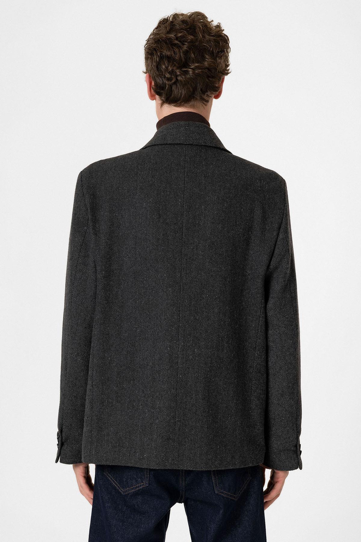 Antioch-Antrasit Balıksırtı Desenli Oversize Erkek Blazer Ceket-Ceket-5-roqelvaxirum.shop