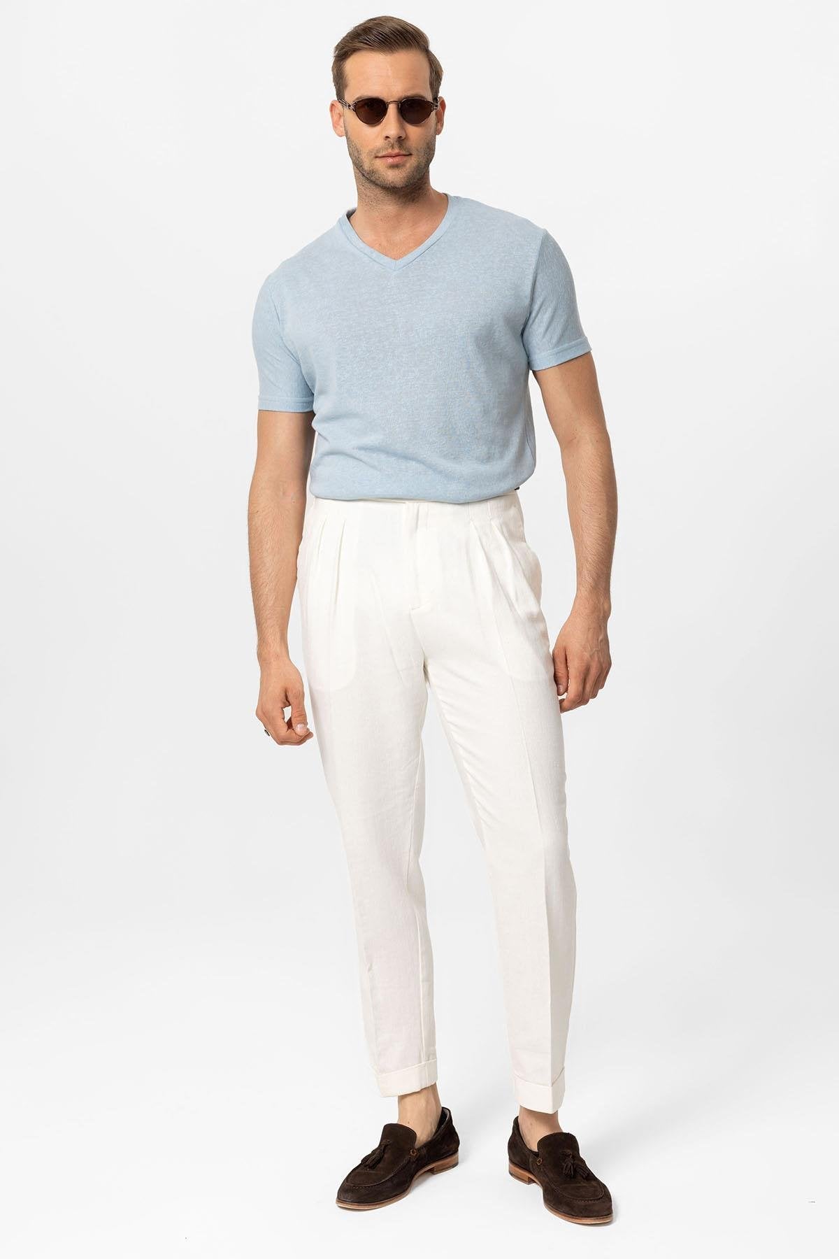 Antioch-Bebe Mavi V Yaka Basic Erkek T Shirt-T-Shirts-2-roqelvaxirum.shop