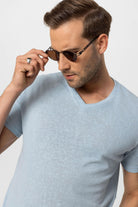 Antioch-Bebe Mavi V Yaka Basic Erkek T Shirt-T-Shirts-4-roqelvaxirum.shop
