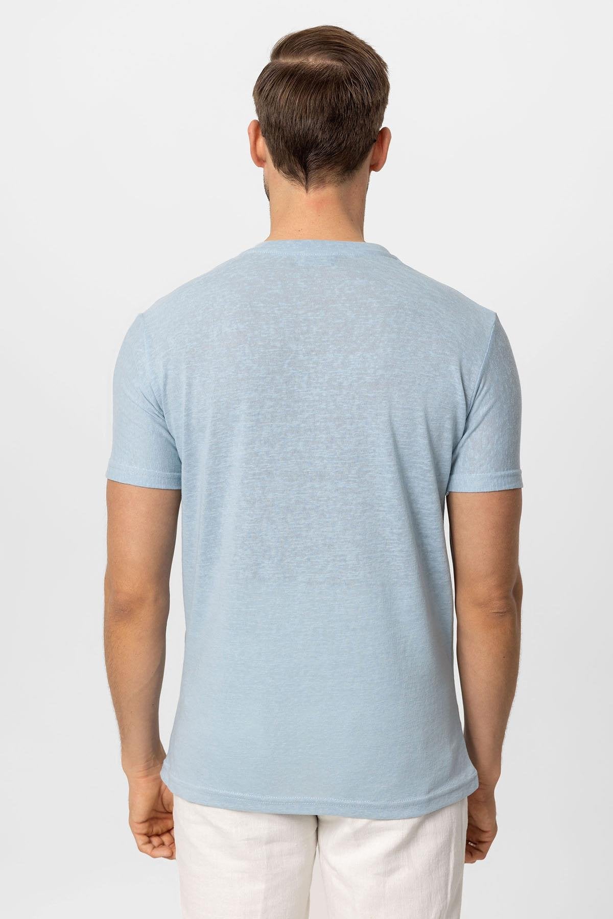 Antioch-Bebe Mavi V Yaka Basic Erkek T Shirt-T-Shirts-5-roqelvaxirum.shop