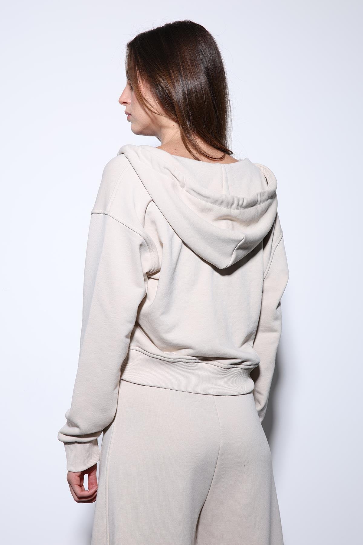 Antioch-Antioch Bej Kapüşonlu Kadın Sweatshirt-Sweatshirt-5-roqelvaxirum.shop