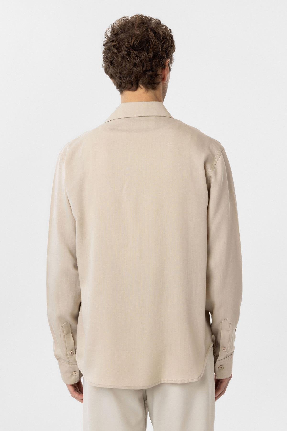 Antioch-Bej Relax Fit Liyosel Kumaş Erkek Gömlek-Gömlek-5-roqelvaxirum.shop