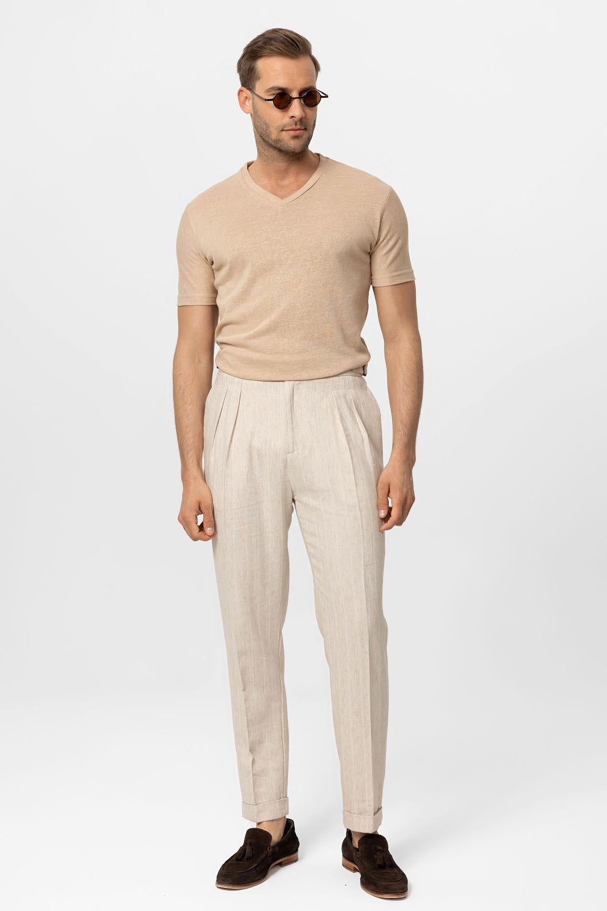 Antioch-Bej V Yaka Basic Erkek T Shirt-T-Shirts-3-roqelvaxirum.shop