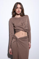 Antioch-Bej Yırtmaç Detaylı Kadın Etek Takım-Takım-4-roqelvaxirum.shop
