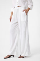 Antioch-Beyaz Şerit Detaylı Kadın Pantolon-Kumaş Pantolon-1-roqelvaxirum.shop