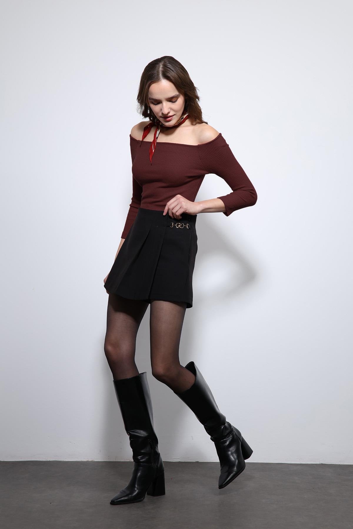 Antioch-Bordo Açık Omuz Detaylı Top-Top-2-roqelvaxirum.shop